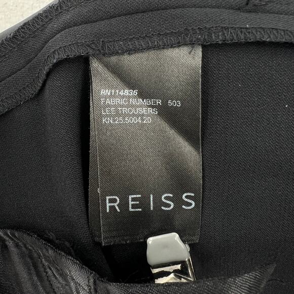 REISS Lee Trouser Pants Womens 4 Black Wool Mid Rise Tailored Slim Ankle Crop - Picture 10 of 15